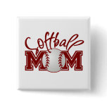Softball MOM Pinback Buttons