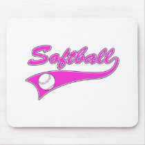 softball script text logo pink mouse pads