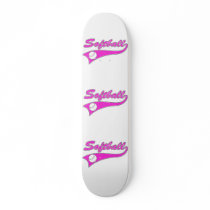 softball script text logo pink skateboard deck