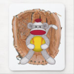 Softball Sock Monkey mousepads