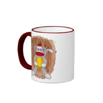 Softball Sock Monkey Coffee Mugs