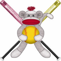 Softball Sock Monkey Wall Sculpture Cut Out