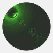 Solar flare Green Round Sticker