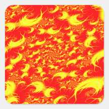 Solar Flares: Red Yellow Spiral Fractal Stickers