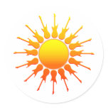 Solar Rock, Sun With Guitar Rays With Shading Round Stickers