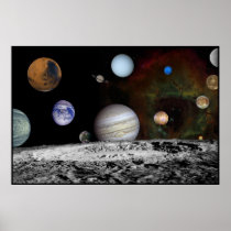 Solar System Montage of Voyager Images 54x36