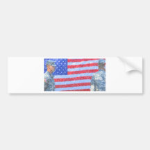 Soldier and flag bumper sticker
