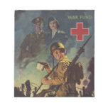 Soldier on Battlefield  Holding Cup of Coffee Notepads
