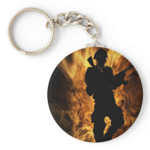 soldier steping out if fire key chain