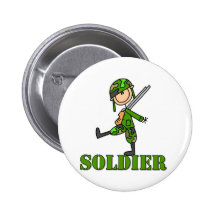 Soldier Stick Figure Pinback Buttons