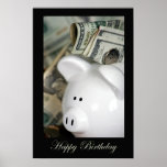 solid black bckgnd, happy birthday fancy black,... print