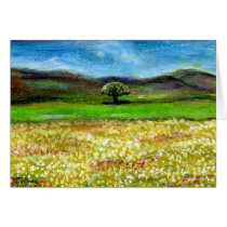 SOLITARY TREE IN THE YELLOW FLOWER FIELD,TUSCANY