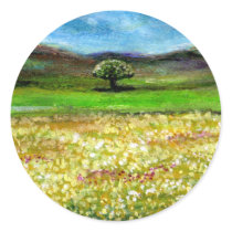 SOLITARY TREE IN THE YELLOW FLOWER FIELD,TUSCANY