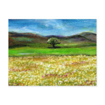 SOLITARY TREE IN THE YELLOW FLOWER FIELD,TUSCANY