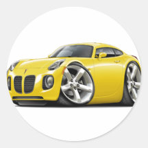 Solstice Yellow Car Round Stickers