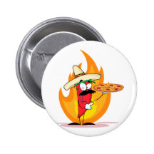 Sombrero Chile Chilli Pepper Holds Up Pizza Pinback Buttons