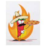 Sombrero Chile Chilli Pepper Holds Up Pizza flyers