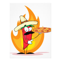 Sombrero Chile Chilli Pepper Holds Up Pizza Personalized Invites