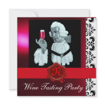 SOMMELIER WINE TASTING PARTY RED WAX SEAL MONOGRAM CUSTOM INVITATION