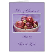 Son and Son in Law merry christmas lila &  pink or Greeting Cards