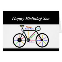 Son Birthday Motivational Bike Bicycle Cycling Cards