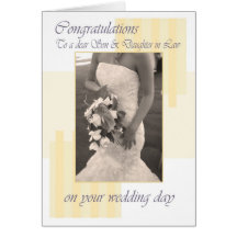 Son & Daughter in Law Wedding day cream congratula Cards