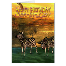 Son-in-Law Birthday Card Zebras In Water