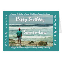 SON-IN-LAW - Happy Birthday - Man and Ocean Waves Cards