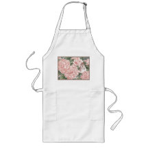 Song Sparrow and Pink Roses Flower Painting Aprons