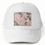 Song Sparrow and Pink Roses Flower Painting hats