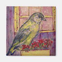 songbird in window box sketch magnet