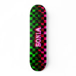 Sonia skateboard pink fire and flames design.