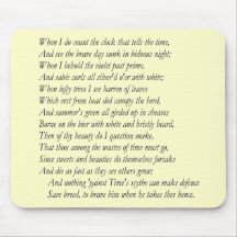 Sonnet # 12 by William Shakespeare Mouse Pads