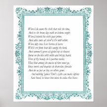 Sonnet # 12 by William Shakespeare Poster
