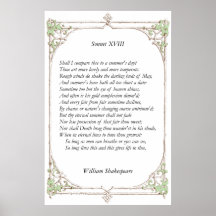 Sonnet # 18 by William Shakespeare Poster