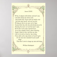 Sonnet # 29 by William Shakespeare Poster
