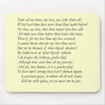 Sonnet # 40 by William Shakespeare Mousemat