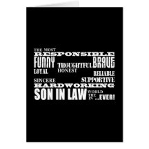 Sons in Law Weddings Birthdays Parties : Qualities Card