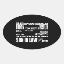 Sons in Law Weddings Birthdays Parties : Qualities Oval Stickers