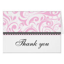 Sophisticated Baby Pink Swirls Thank You Card