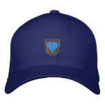 Sophisticated blue and gold heart cap embroidered hats