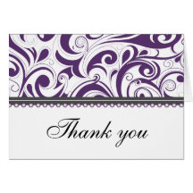 Sophisticated Plum Swirls Thank You Card