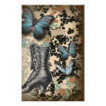 Sophisticated Vintage Paris lace shoe butterfly Customized Stationery