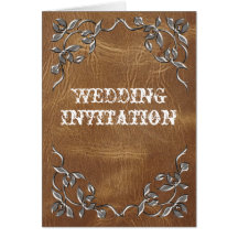 Sophisticated Western Leather Wedding Cards