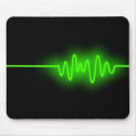 Sound Wave - Green on Black mousepads