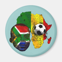 South Africa soccer lovers South AFrican flag face Fridge Magnet