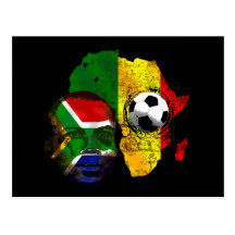 South Africa soccer lovers South AFrican flag face Post Cards