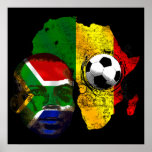 South Africa soccer lovers South AFrican flag face Print