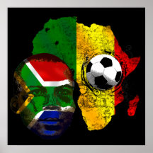 South Africa soccer lovers South AFrican flag face Print