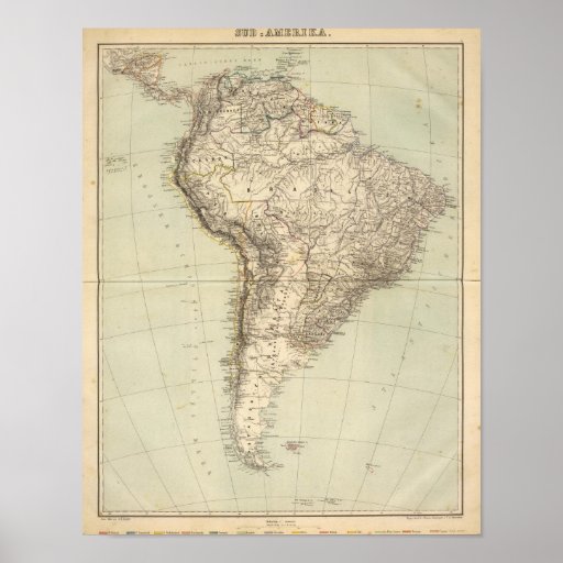 South America Atlas Map Print